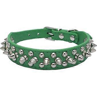 Hondenhalsband met studs, anti-bijt, groen, maat M