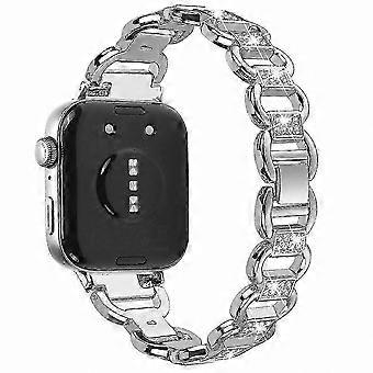 Diamond-studded oval metal strap, suitable for fitness trackers