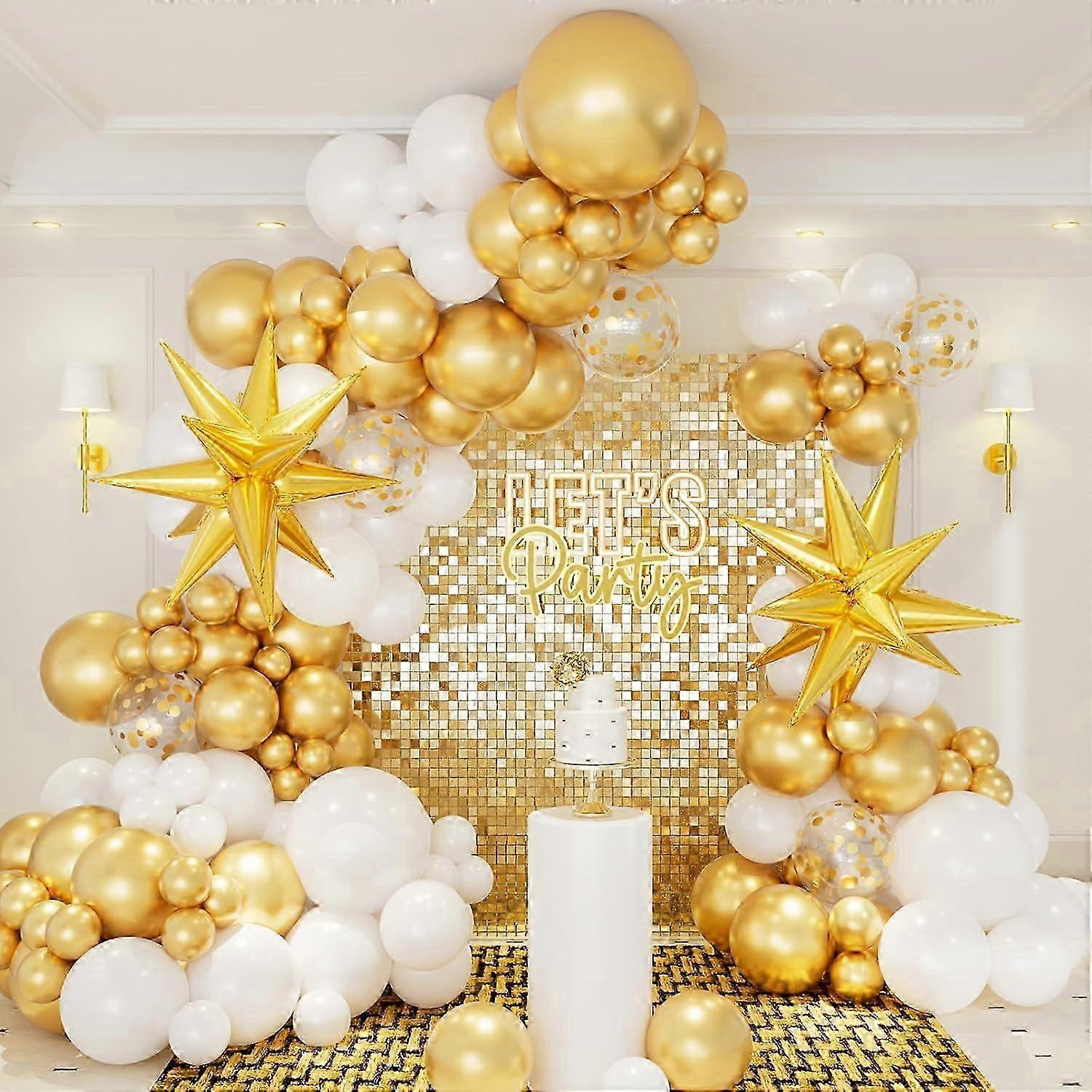 112pcs Round White Gold Balloon Kit
