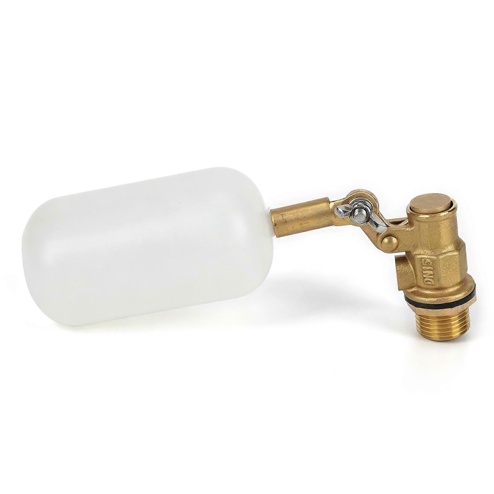 1/2 Inch Brass Float Valves for Water Tank Level Control with Threaded Body and Adjustable Float Ball Arm Design Multicolor