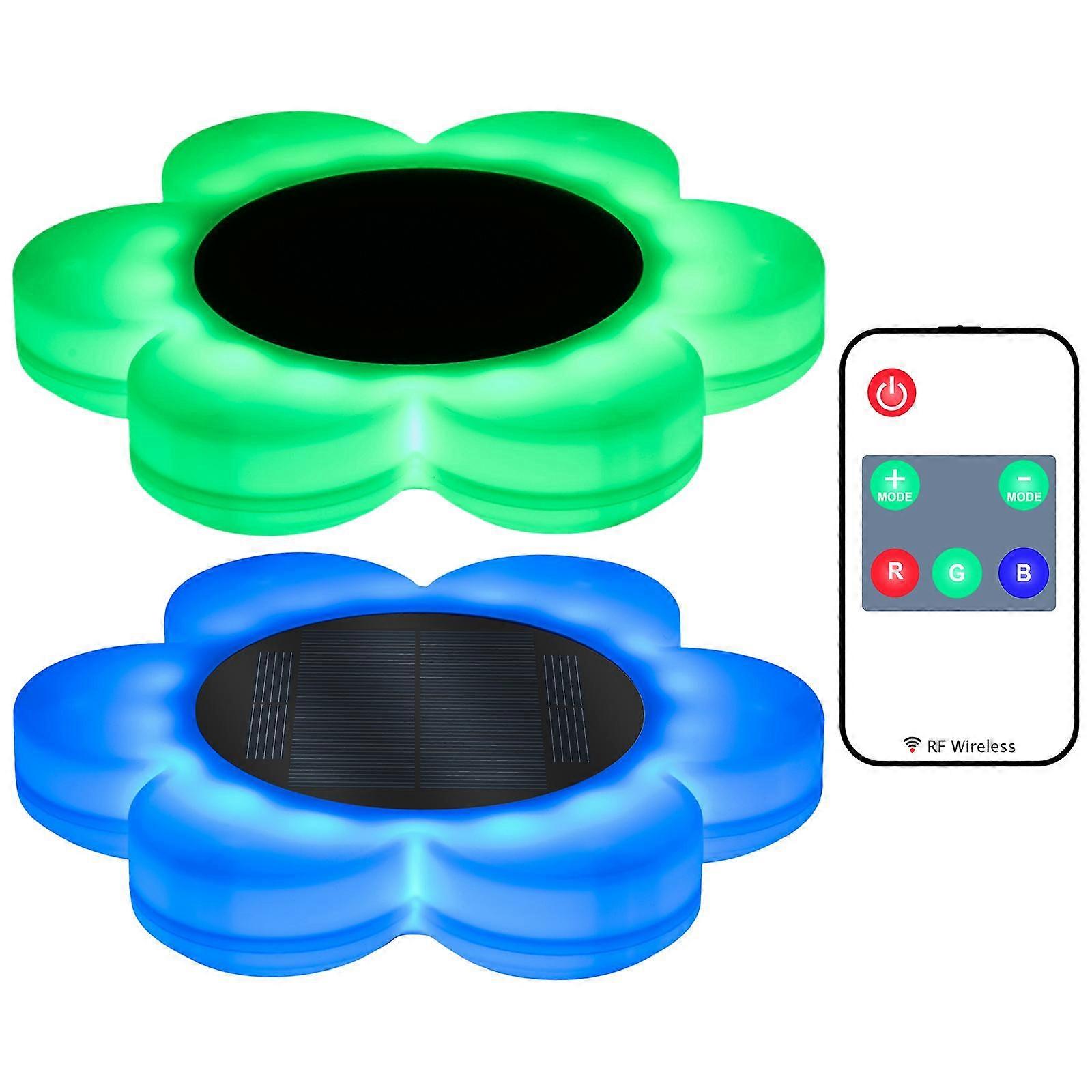 2 Pieces Solar Floating Light Remote Control Decorations Landscape Solar Powered