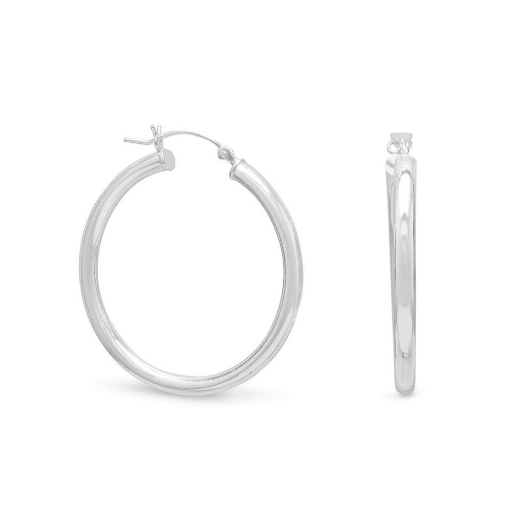 925 Sterling Silver 3mm X 35mm Hoop Earrings With Click-Hoop Earring for Women
