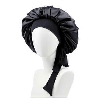 Solid-Color Bowknot Long Tail Nightcap - Personalized Warm Sleep Cap for Long Curly Hair, Soft Cozy Bonnet, One Size 