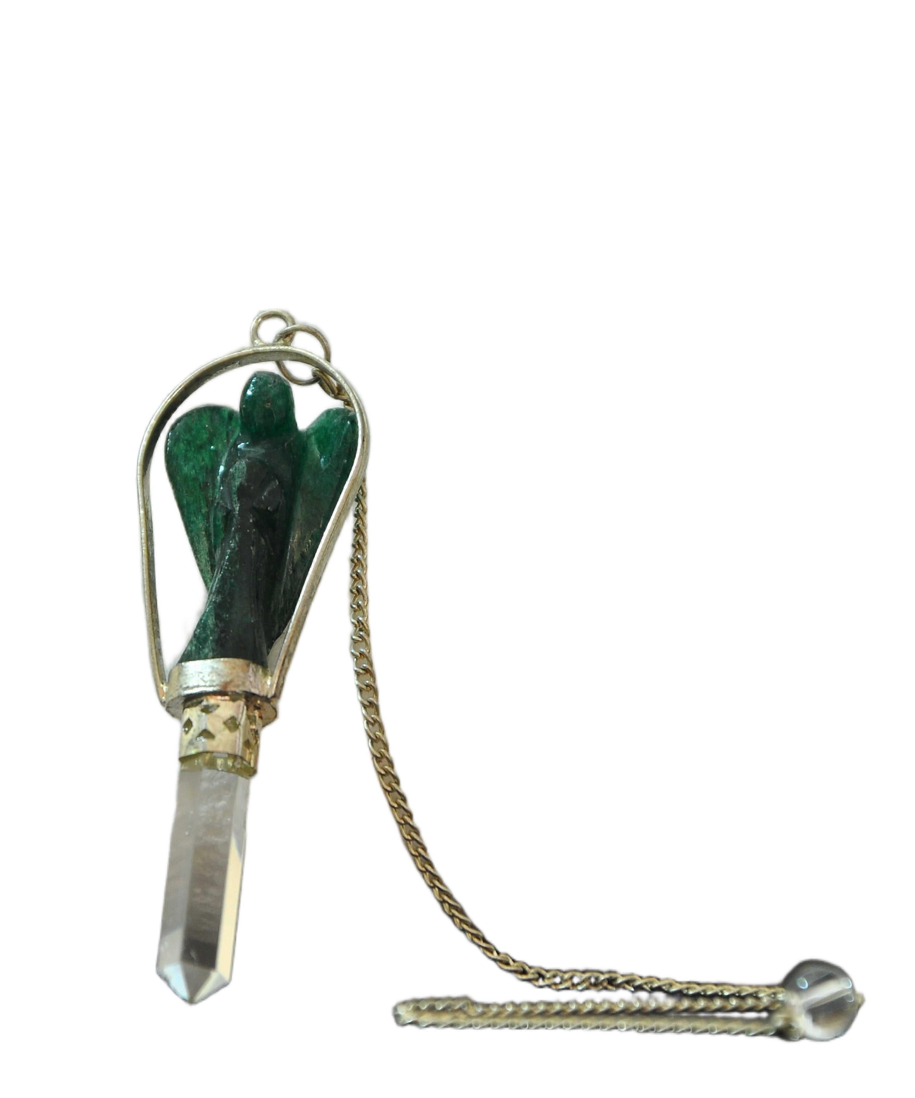 Green Jade Angel Pendulum with Point