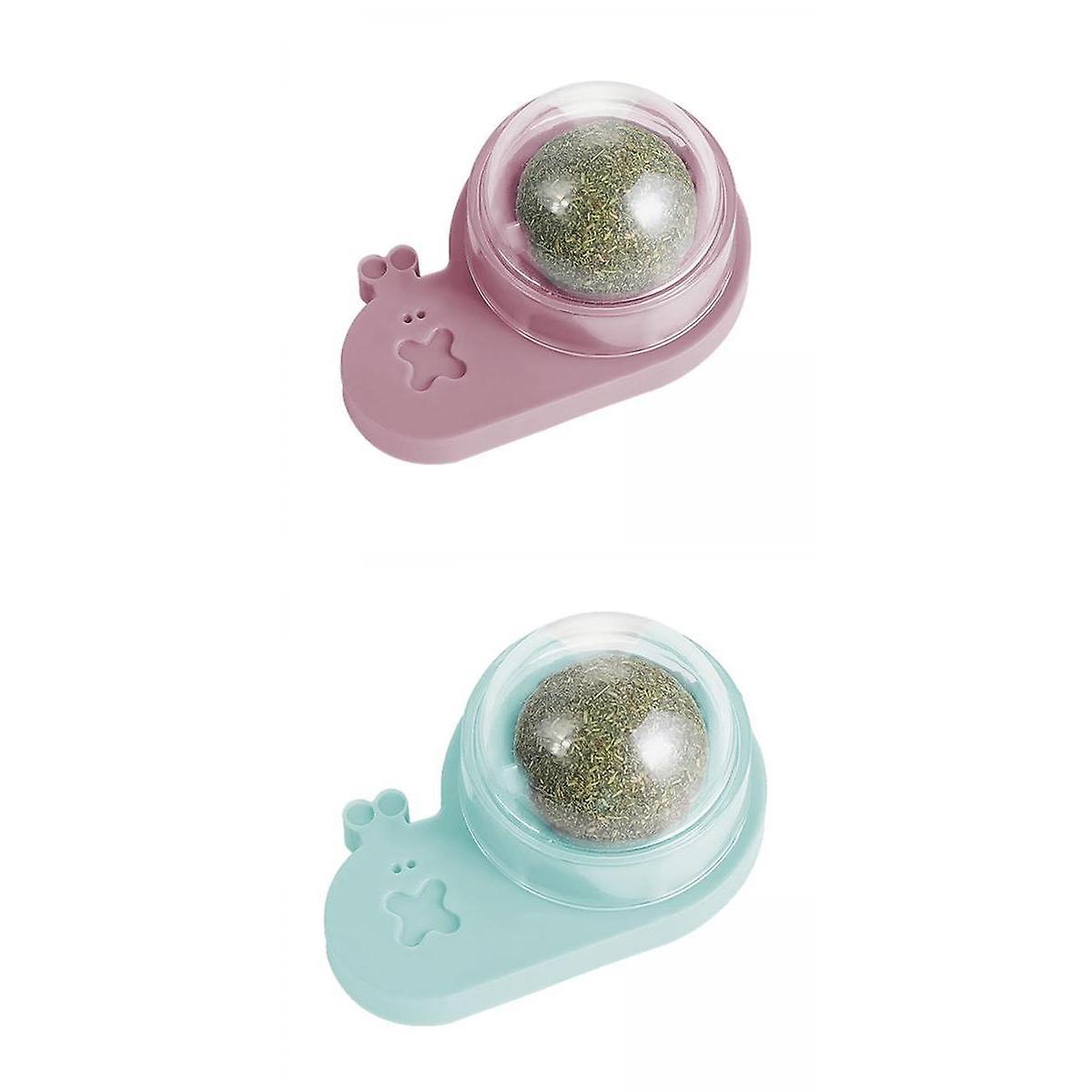 2x Catnip Ball Toys Self-Adhensive Interactive Teeth Grinding Toy Table