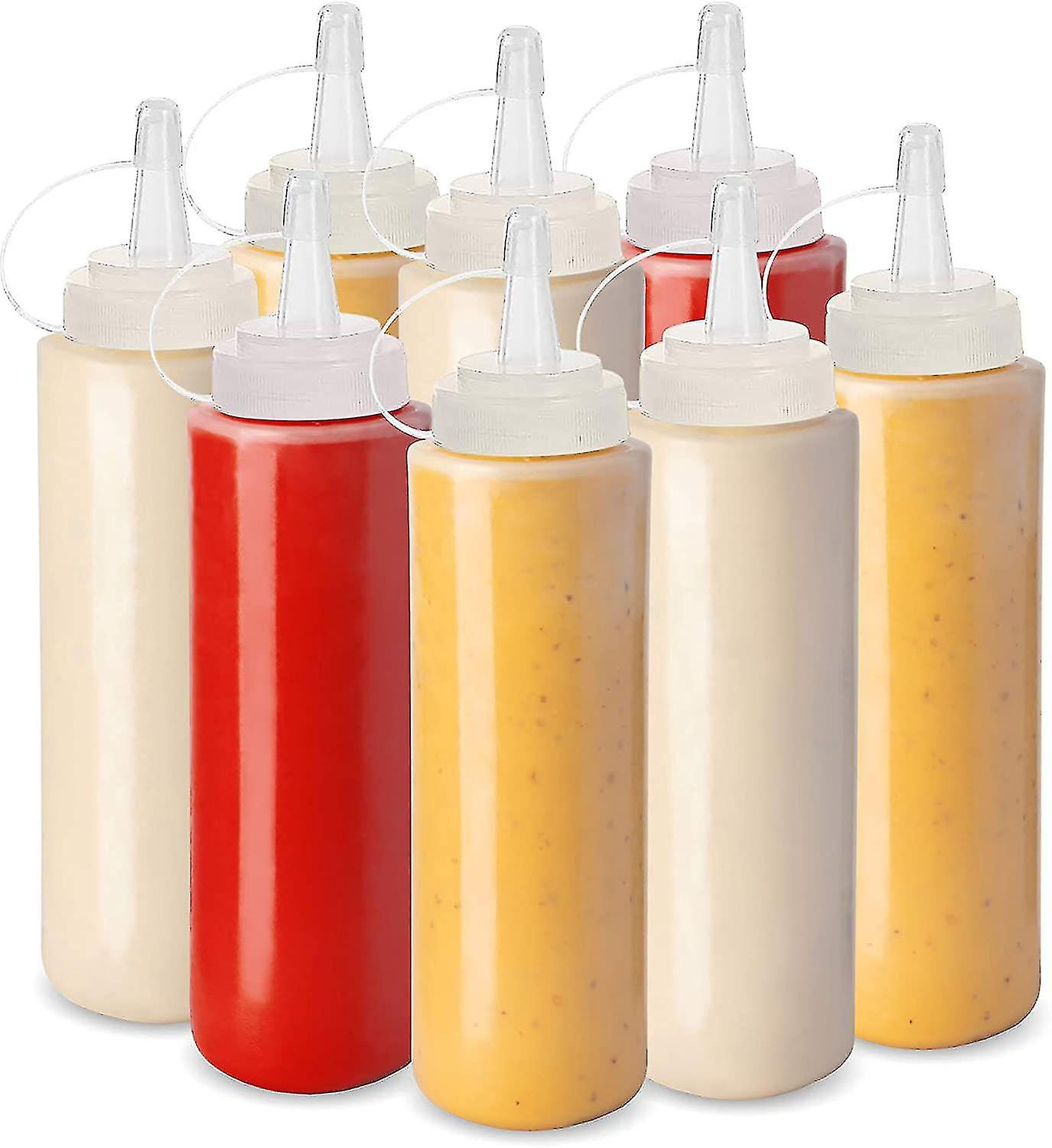 8 Pack 200ml Squeezy Sauce Bottle For Cooking With Detachable Cap Lid-e