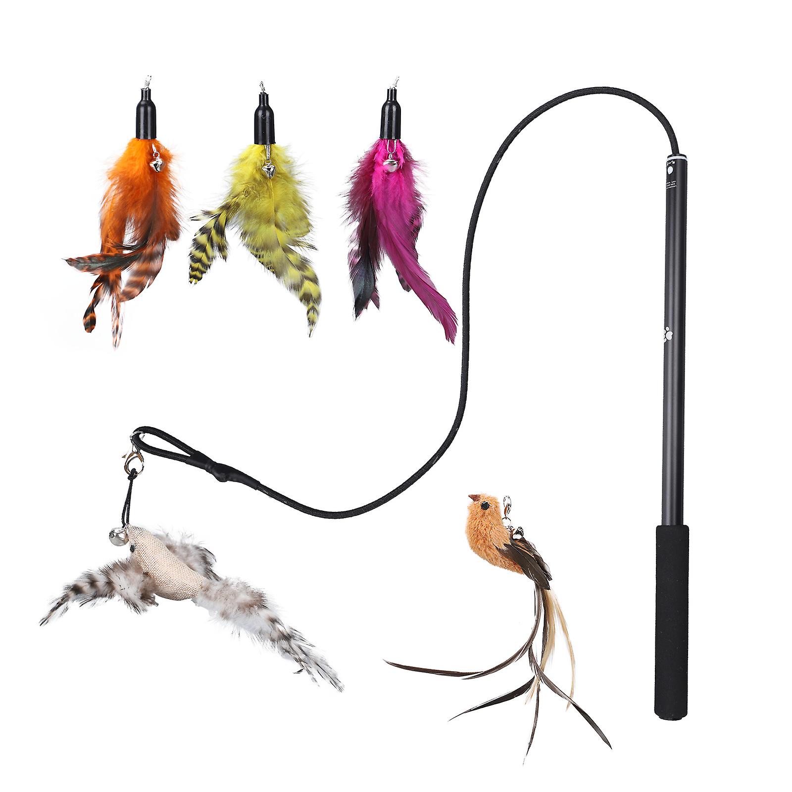 Interactive Cat Toy,Cat Toy Set,Feather Toy for Cats,Replaceable Feathers Fun Cat Toy