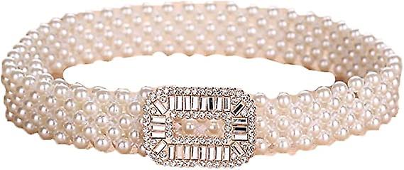 Decorative Elastic Pearl Belt For Women, Simple Versatile Metal Buckle Chic Luxury Ladies