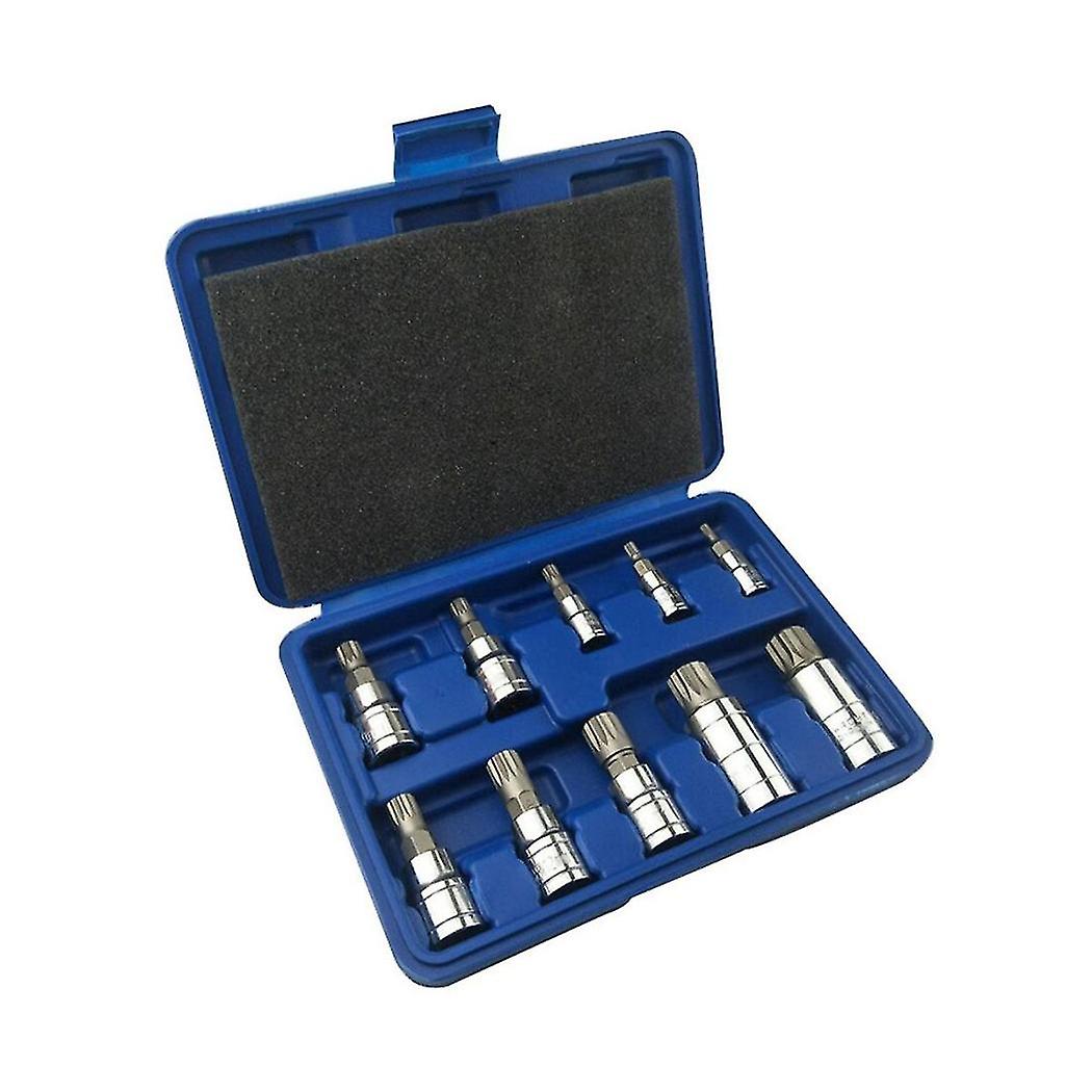 10-piece Middle Hole 12 Batch Head Sleeve Bit Set 12 Point Sleeve