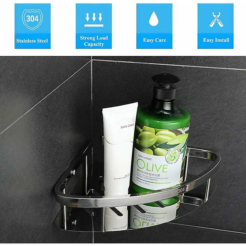 Triangle Corner Shower Caddy – Wall-Mounted Organizer For Bathroom & Kitchen, Black Iron
