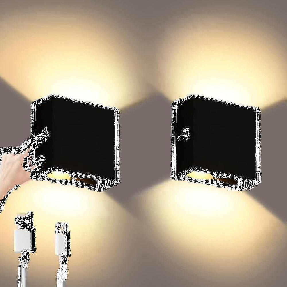 2pcs Wall Lights Dimmable, Rechargeable Wall Light Touch Up Down W