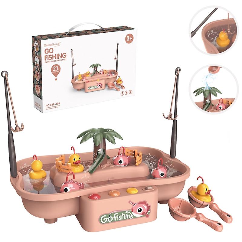 Home Children's Educational Ectric Cycle Rotating Fisheries Station Summer Water Game Toy Set, Color: Pink 3 Fish 3 Duck Pink 3 Fish 3 Ducks