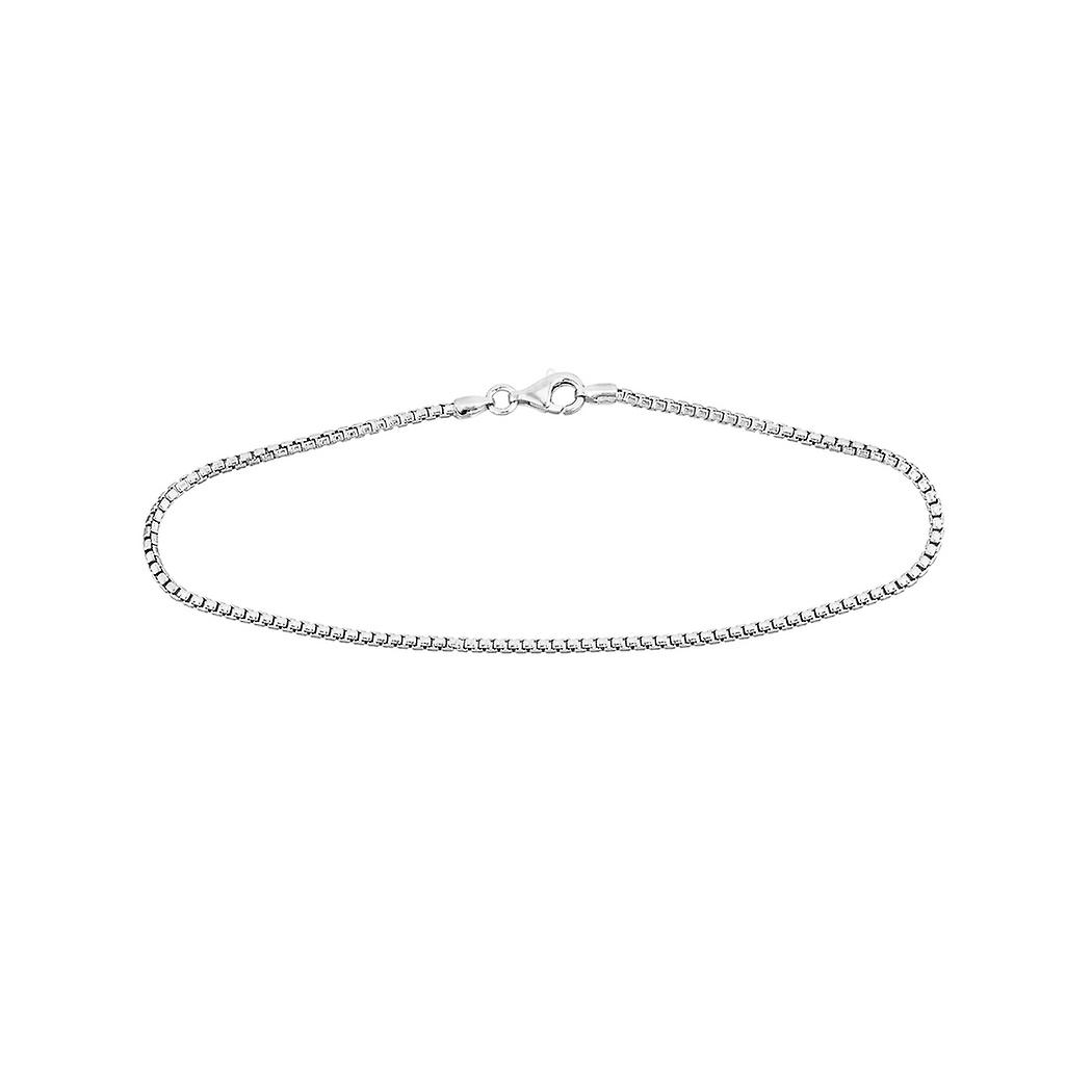 925 Sterling Silver Rhodium Plated Round Box Chain Ankle Bracelet 10 Inch Anklet for Women and Men