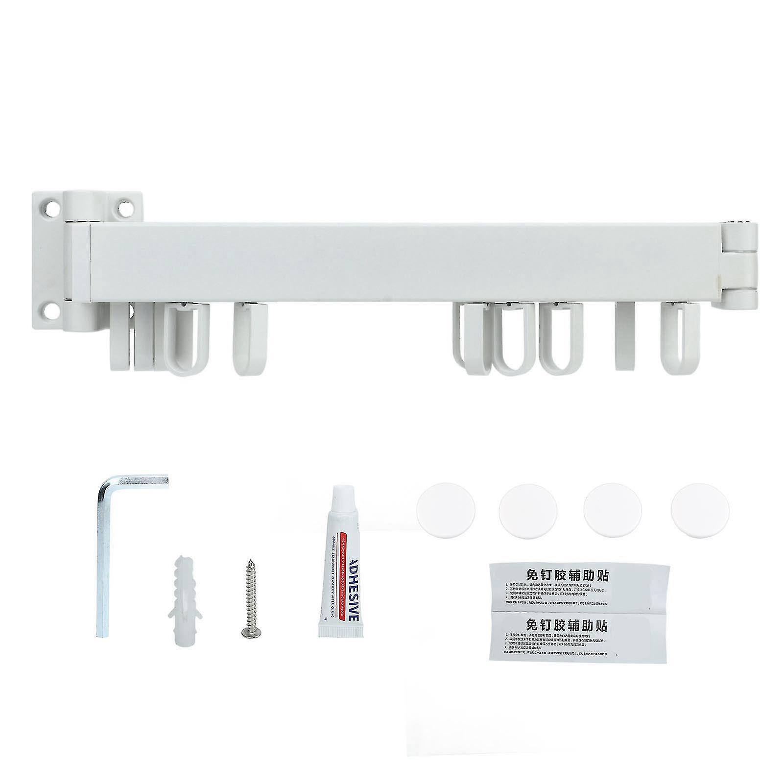 Wall Clothes Drying Rack Retractable Space Saving Rotating Ring Simple Clothes Hanger for Balcony Laundry Room White Two Fold