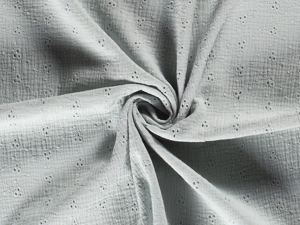 1.3m Embroidered Cotton Double Gauze Fabric Mint - per metre