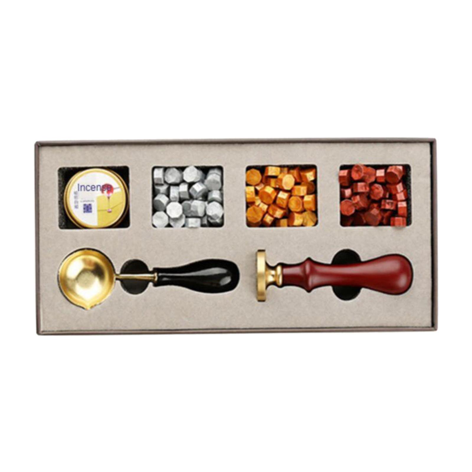 Wax Seal Stamp Kit with 1PCS Melting Spoon, 1PCS Candles for Envelopes, Mail A