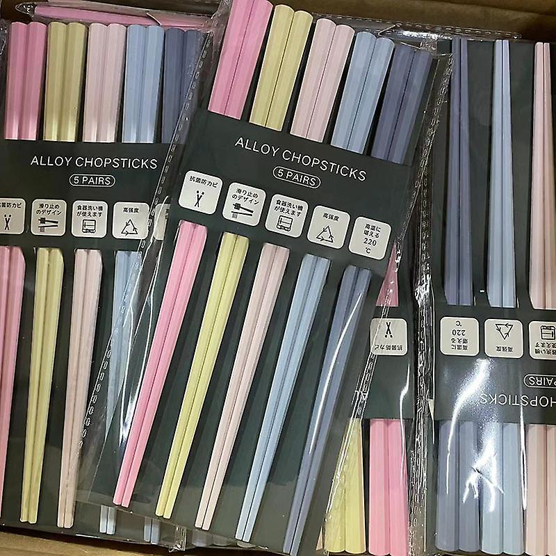 5 Pairs Octagonal Japanese Style PET Plastic Sushi Chopsticks Set