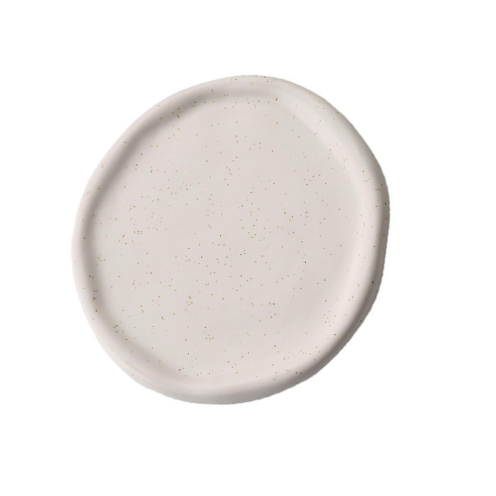 Chic Cloud Shape Elegant Ceramic Jewelry Plate - Enhance Your Home Decor with a Glossy, Modern, and Stylish Storage Tray (Round-White)