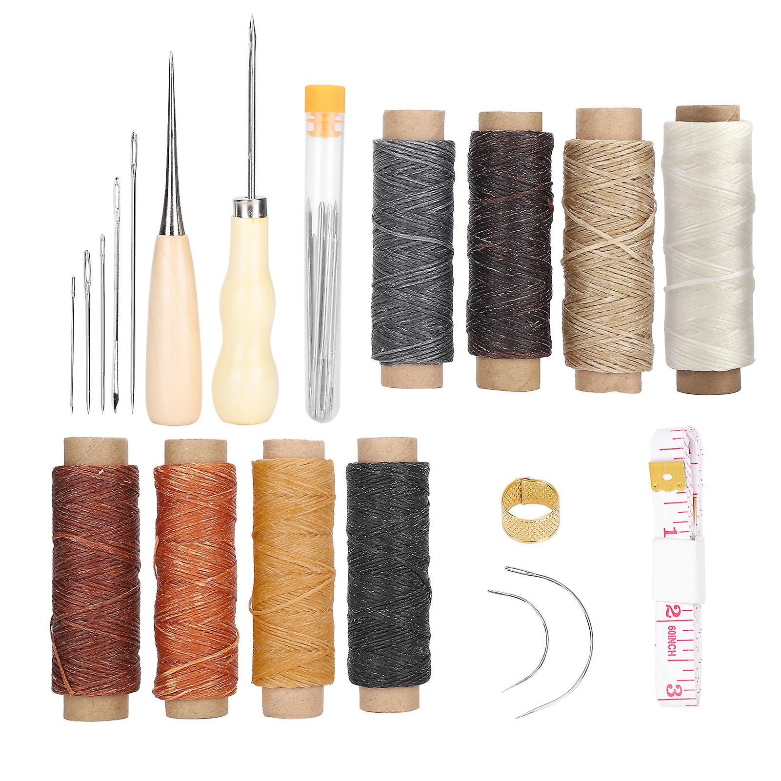 28Pcs Leather Sewing Kit with Needles & Thread, DIY Craft Tools