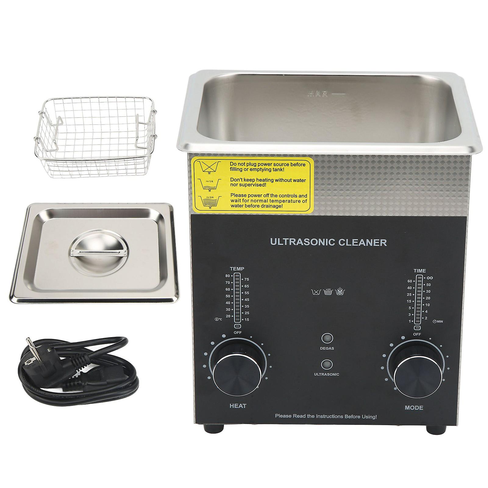 2L Ultrasonic Cleaner with Timer Heater Degas Mode Stainless Steel Multiple Vent Holes Double Fuse for Industrial Parts EU Plug 220V