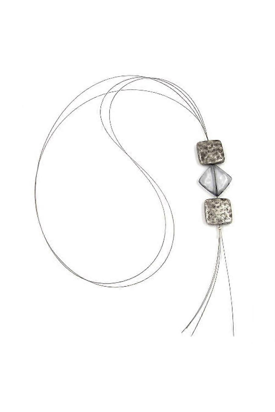 Necklace Square Beads Silver-grey - Gl02273