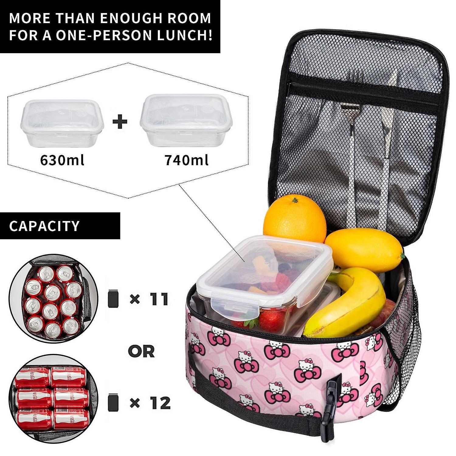 Boîte à Lunch Hello Kitty Pour Enfants - Avec 3 Compartiments - Repas Amusants Et Colorés - Sans BPA