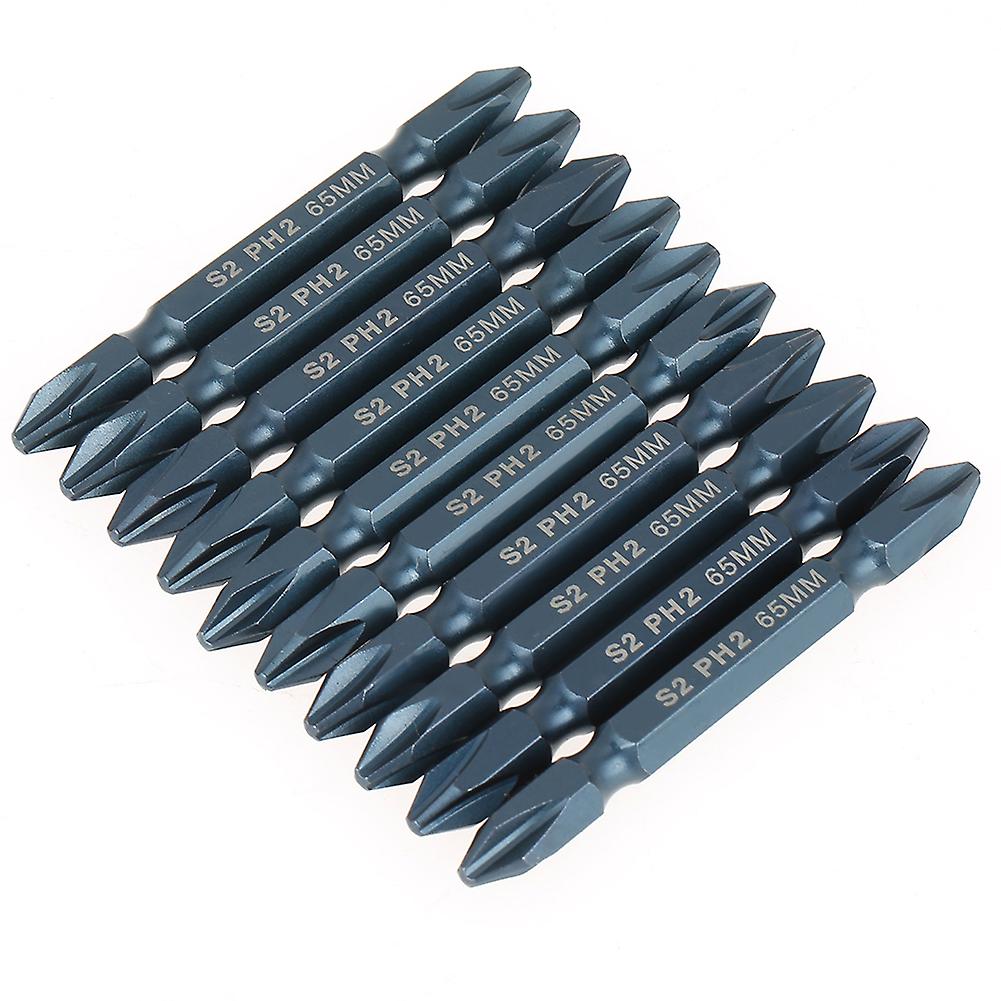 Ouitble 10pcs Dual Head Cross 1/4inch Shank S2 Alloy Steel Screwdriver Bits Set, 65mm Length, Size H6.365PH2