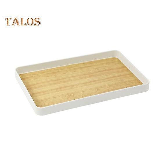 Wood Pattern Tea Cup Tray Modern Anti-slip Rectangle Heavy Duty PP Multi-functional Fruit Serving Tableware Storage Organizer Holder Rack Kitchen