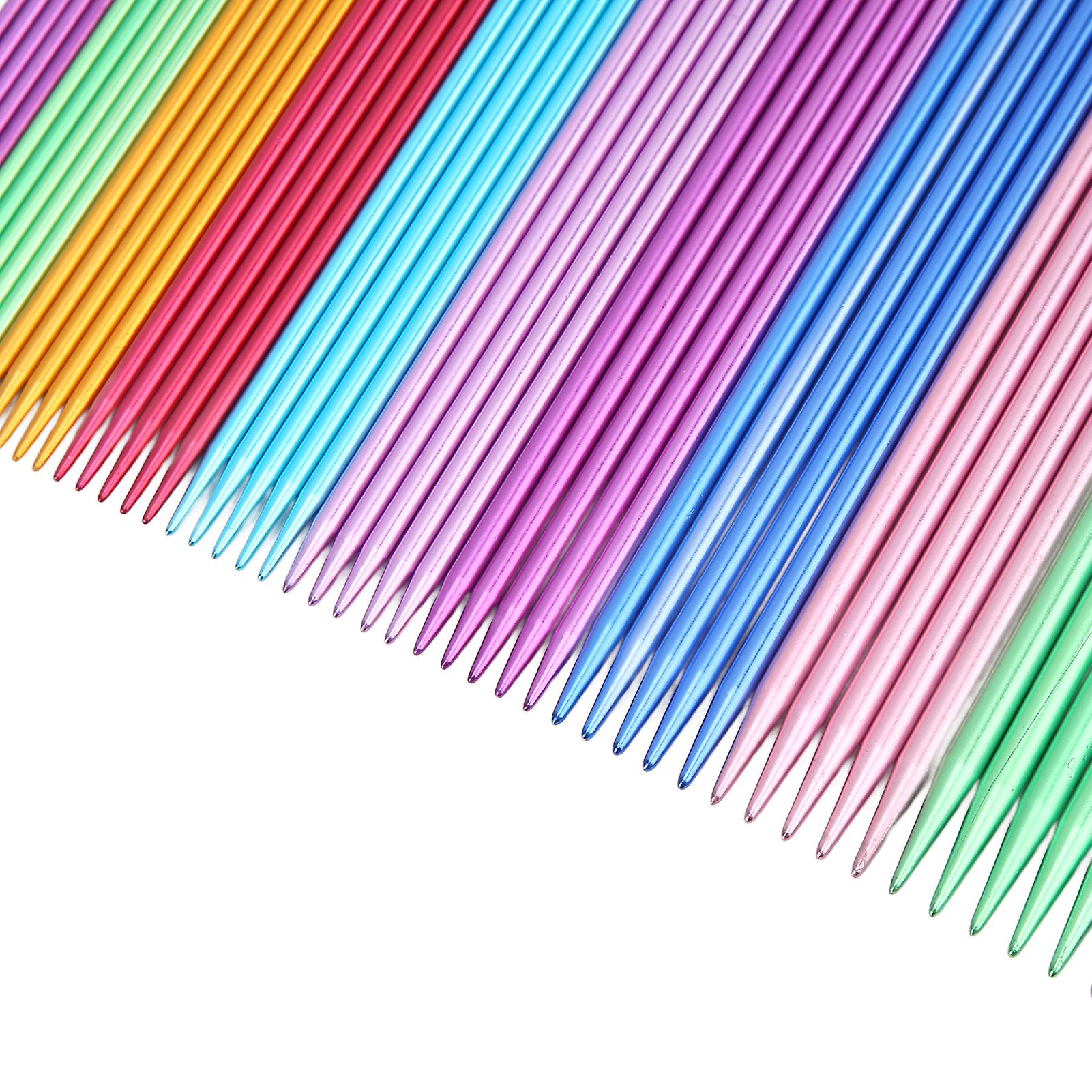 55pcs Knitting Needles Aluminum Material Double Pointed Ergonomic Design 20cm/7.9in Metal Weaving Needles for Household