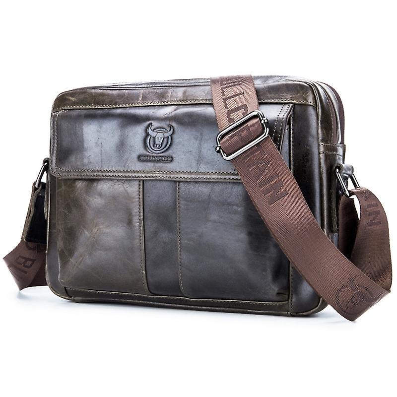 Double Layer Leather Messenger Bag For Men