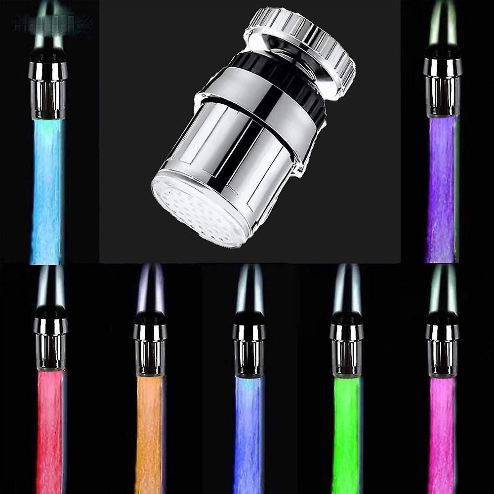 7 Colors Automatically Changing Led Water Faucet 360rotation Kitchen Bathroom Sink