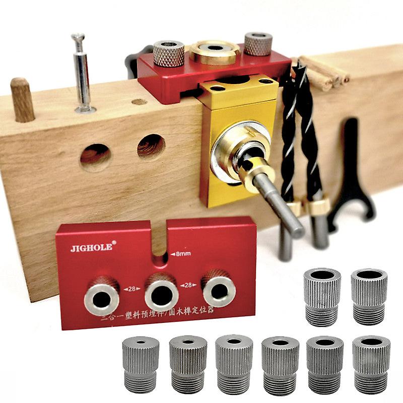 Upgraded 3 In 1 Doweling Jig Woodworking Adjustable 3-10mm Pocket Hole Jig,alloy Drilling Guide Locator For Fast Splicing Board