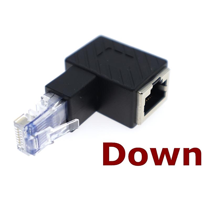 Sort 90 graders retvinklet RJ45 han til hun Ethernet LAN-udvidelsesadapterstik