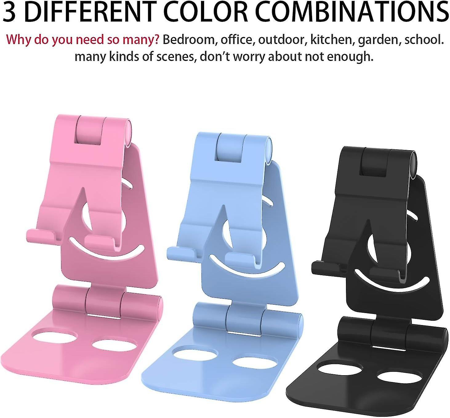 Adjustable Phone Holder, (Black Pink Blue 3pcs)