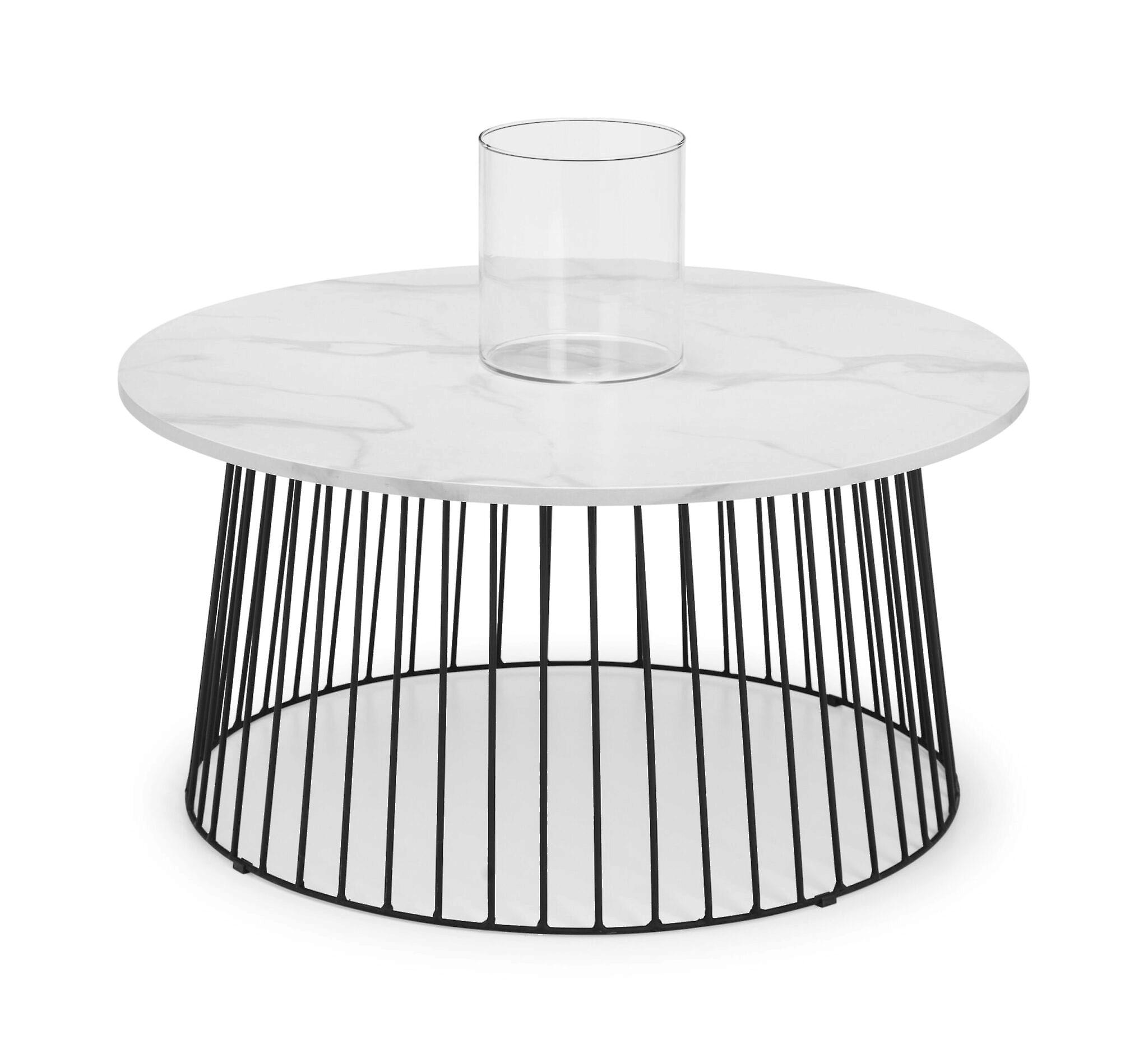 West End Round Coffee Table - White Marble