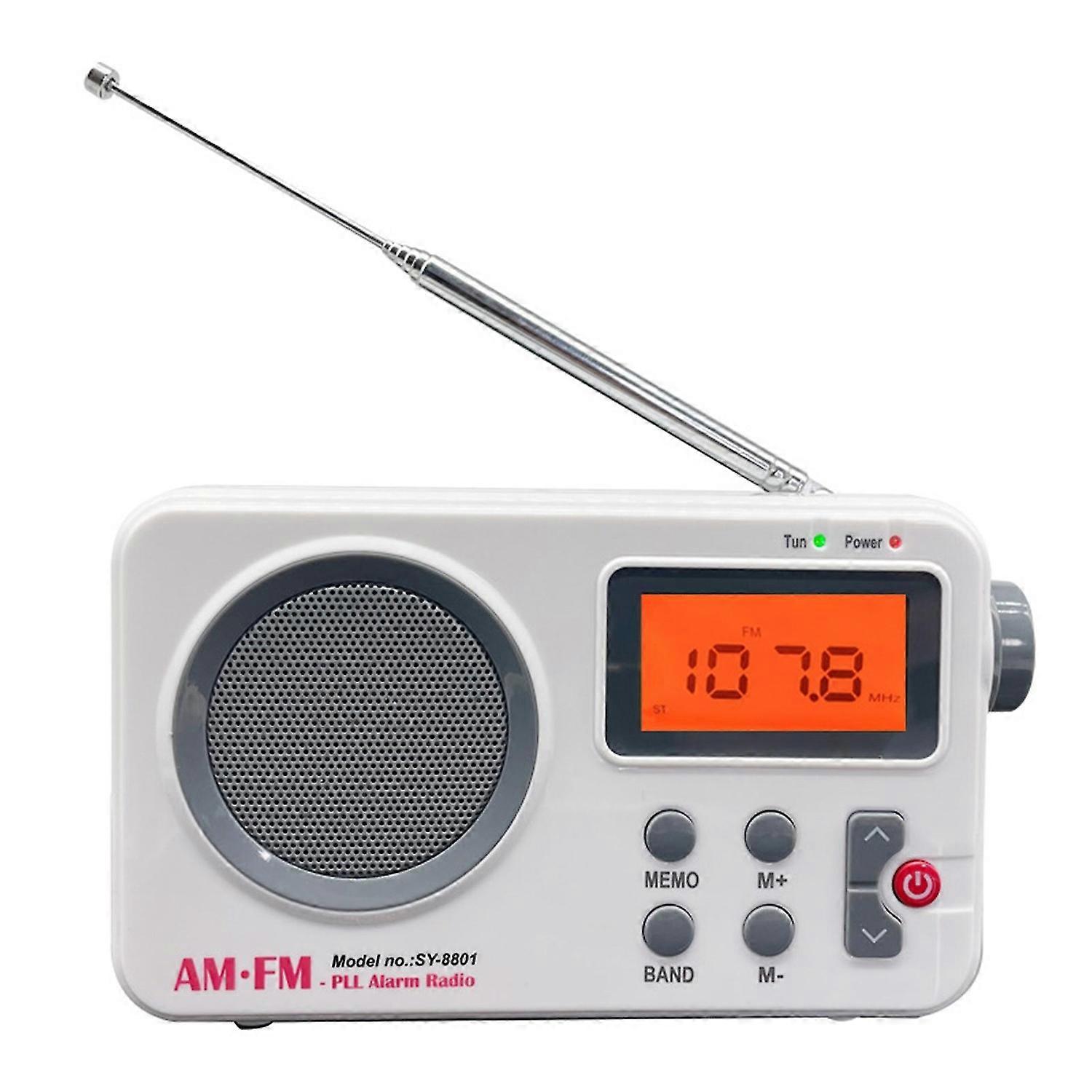 Radio Built-in Speaker Large Digital Screen Monaural Receive Audio White Antenna AM FM Radio Consume
