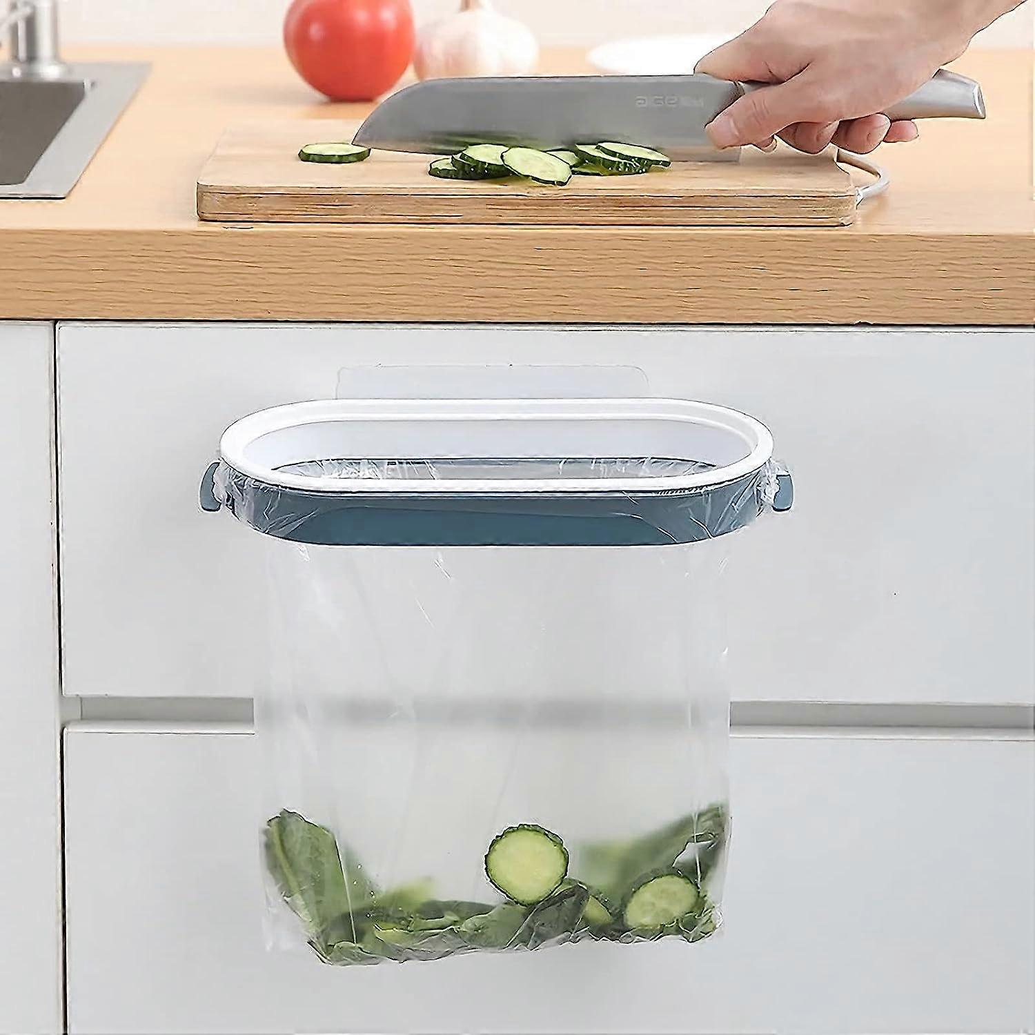 Hangable kitchen garbage Bags Storage Rack, household non - perforating non - trace paste garbage bag holder (with cover) kitchen cabinet garbage tool
