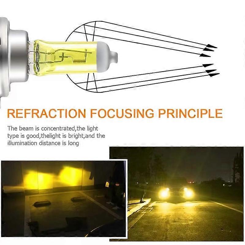 KULUZE 2Pcs H7 car light Super Yellow Headlamp 3000K 12V55W Yellow low beam H1 H3 H4 H11 Halogen Lamp H10 H27 Fog Proof Bulb