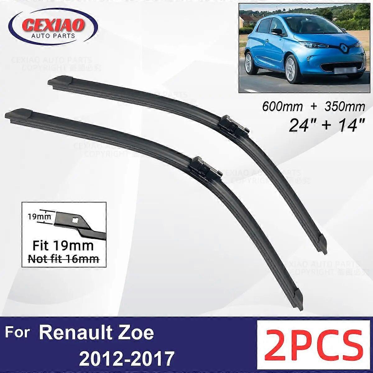 Car Wiper For Renault Zoe 2012~2017 Front Wiper Blades Soft Rubber Windscreen Wipers Auto Windshield 24" 14" 600mm 350mm FN9U6157
