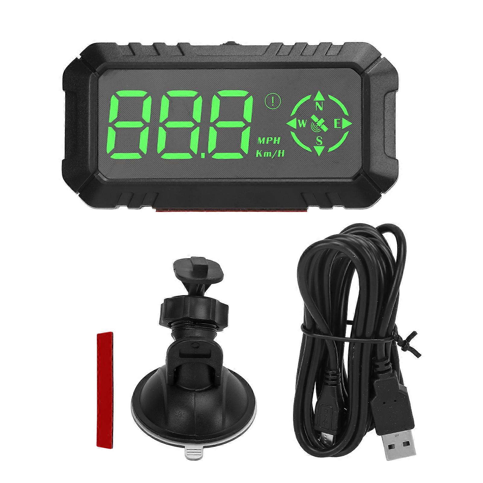 3in Car Dashboard GPS Speedometer HUD Display Compass KM/H MPH Switching Overspeed Fatigue Driving Alarm for SUV Truck