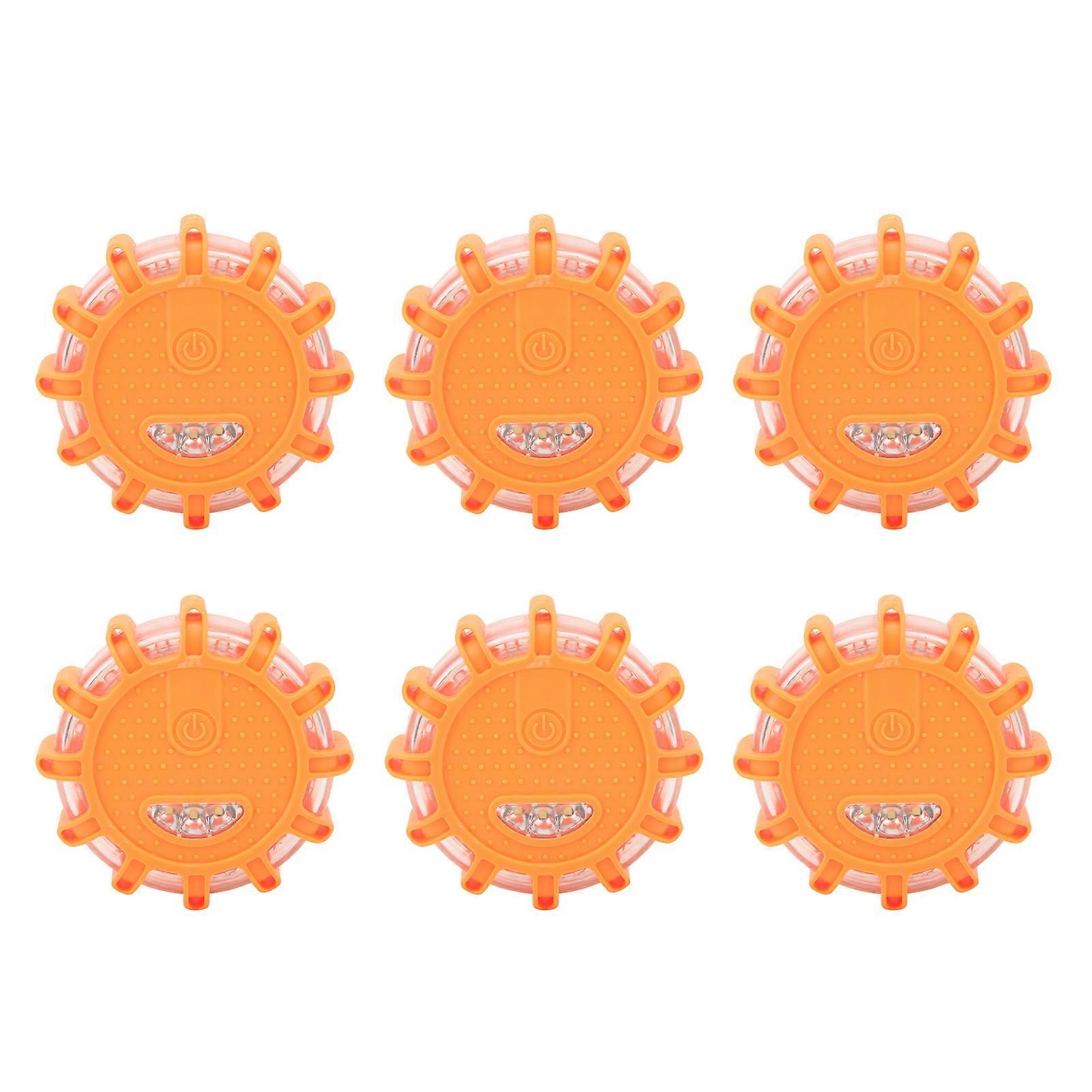 6PCS 12V LED Warning Light Waterproof Dustproof High Brightness Home Car Field Emergency Lighting Orange With Dots