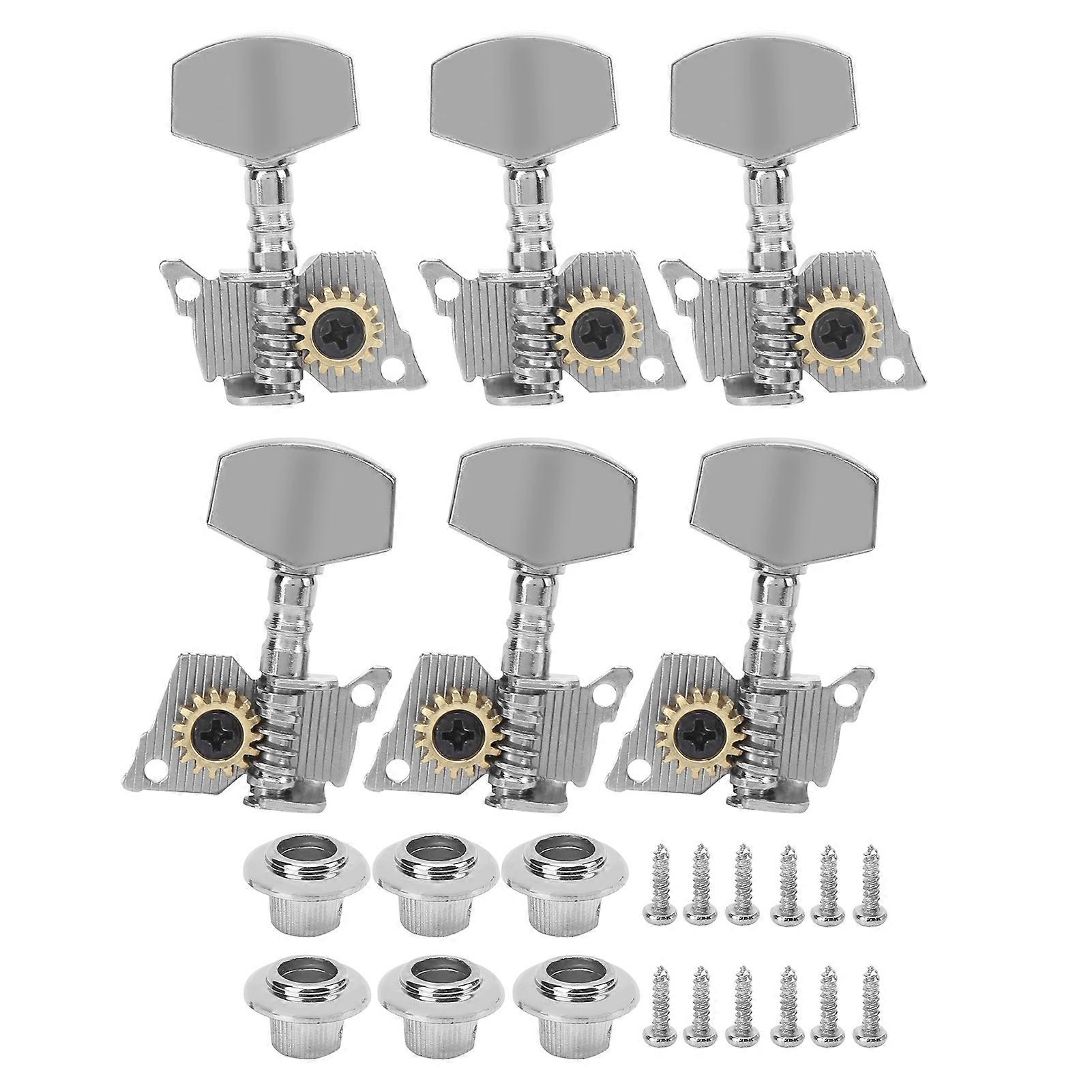 Guitar Tuning Pegs Keys Locking Tuners Machine Heads Silver Replacement Parts for Ukulele3 Left and 3 Right