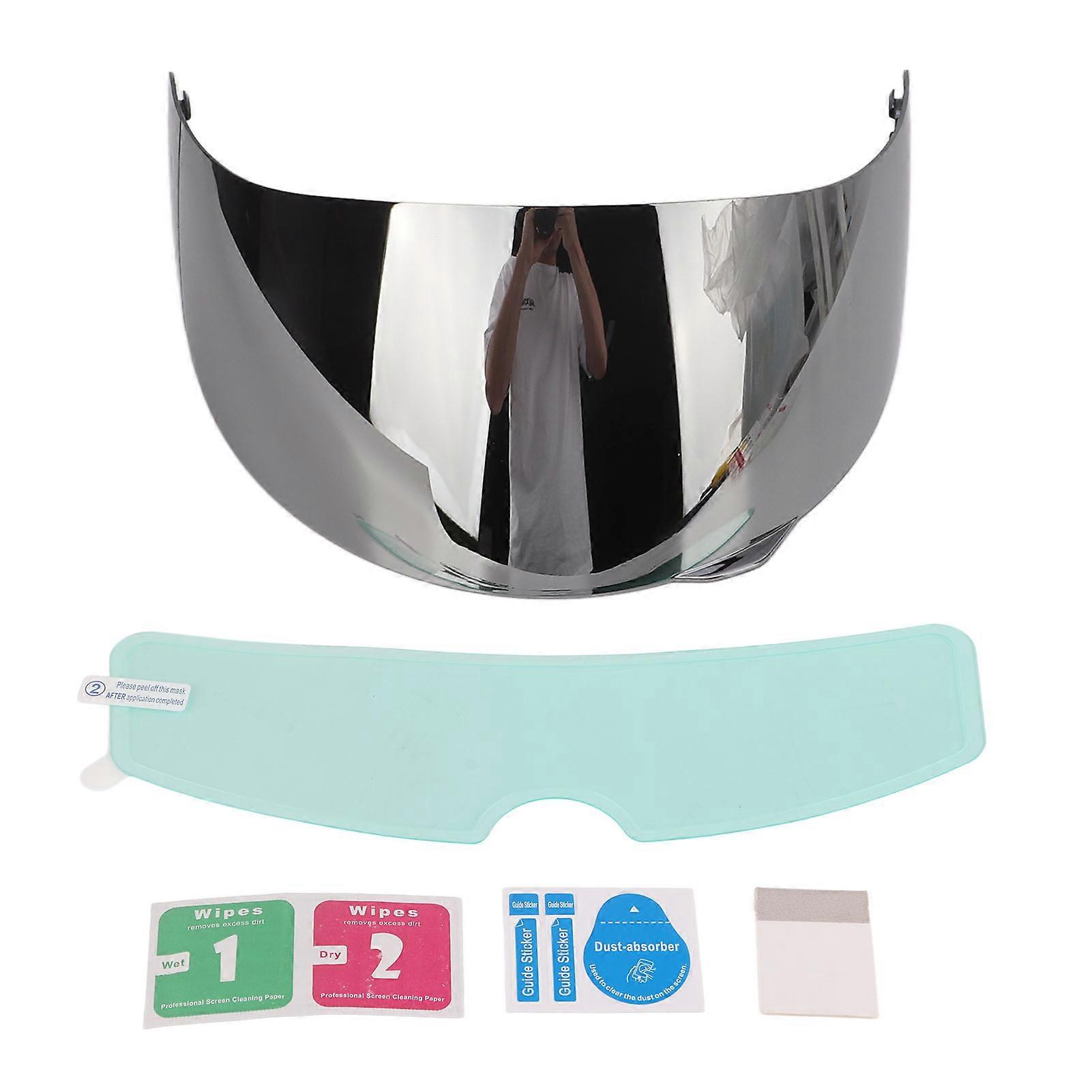 قناع خوذة دراجة نارية 190 أفقي عرض سميكة خوذة دراجة نارية قناع عدسة استبدال ل AGV VISOR K5 S K3 SV فضي