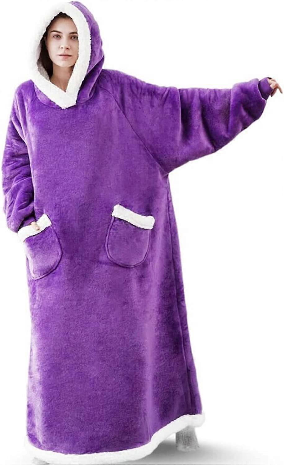 Süper Yumuşak Sıcak Polar Sweatshirt, Sherpa Astar Giyilebilir Polar Kapüşonlu Büyük Boy Battaniye Kapüşonlu Erkekler İçin Kadın Yetişkinler Gençler