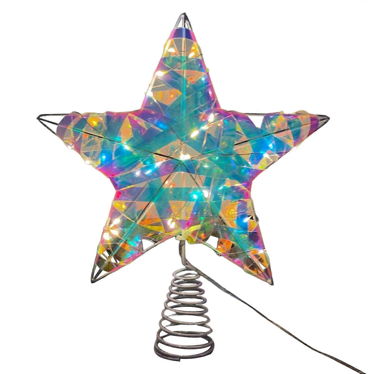 Christmas Star Tree Topper Glowing 3D Star Light Decoration with On/Off Switch Battery Operated