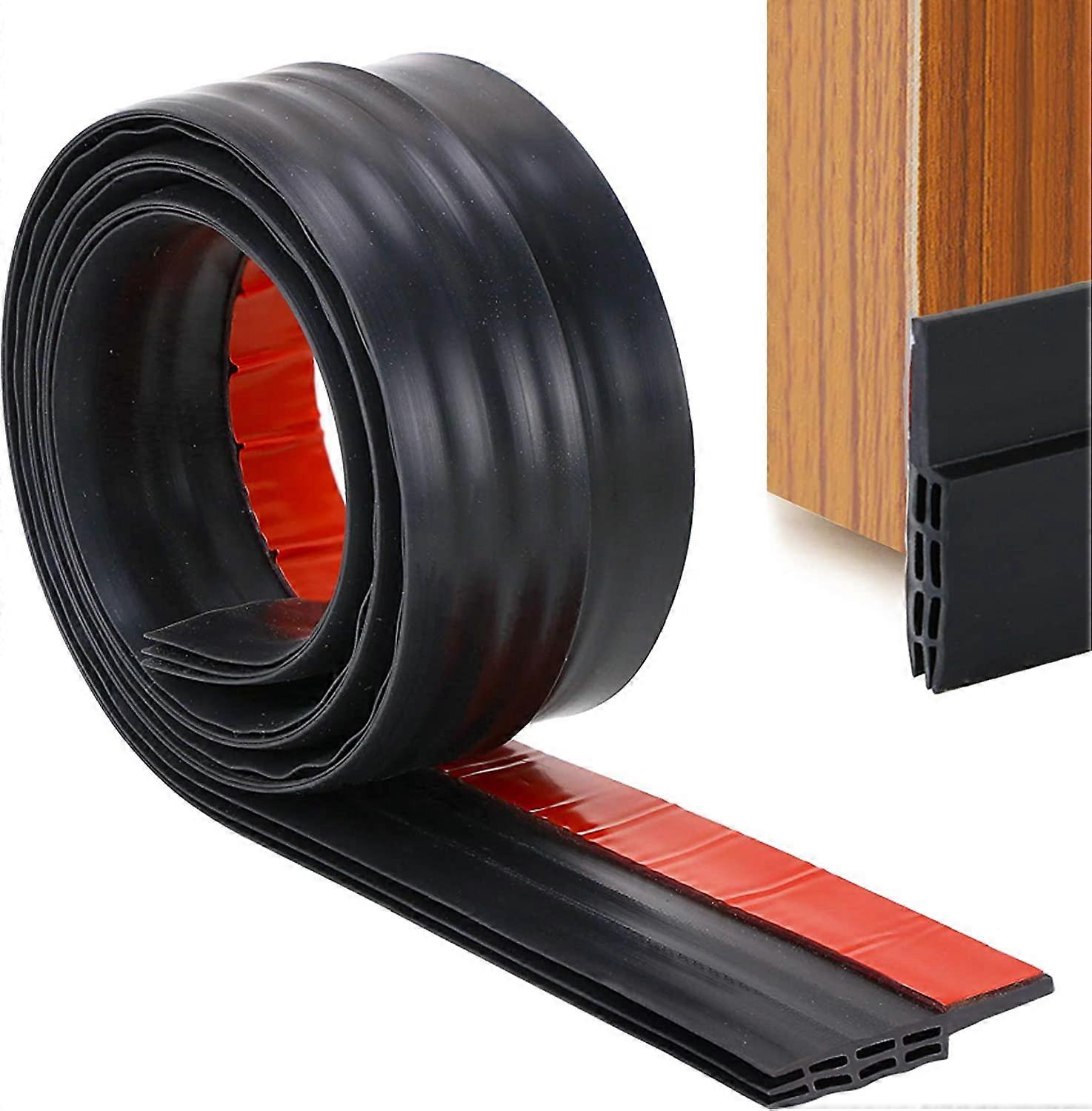 Door Bottom Seal Strip - Sticker Under Door Weatherstripping Weatherstrip, Anti-Noise, Anti-Bug In BlackNEW4