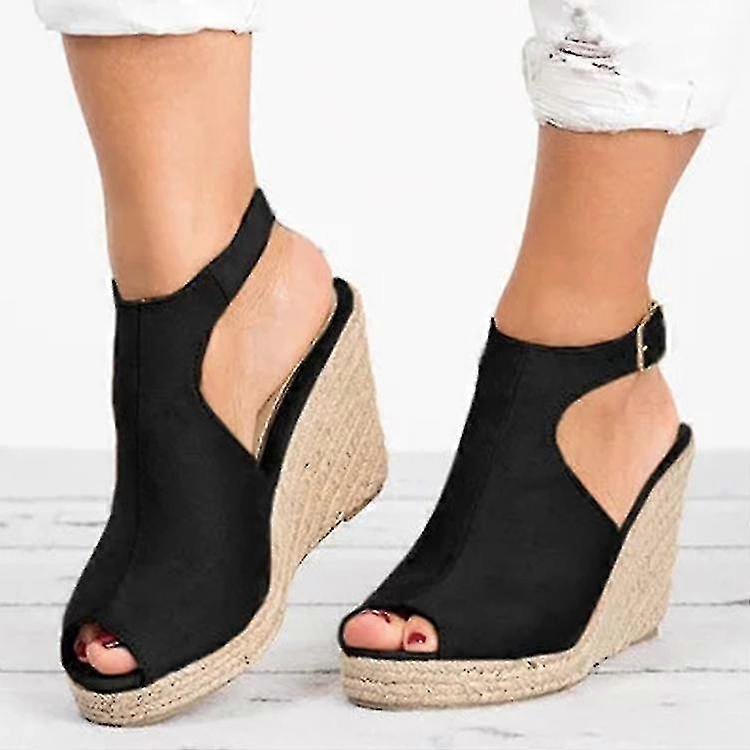 Womens Wedge Chunky Sandals Thick Sole Espadrille Sandals Open-Toe Sandals Summer Boho Shoes 2024