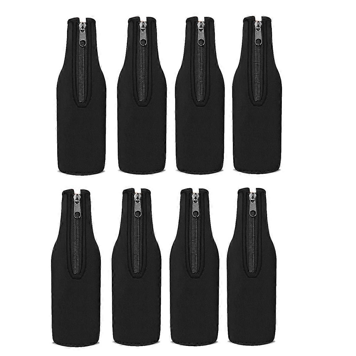 Beer Bottle Cooler Sleeves, Zip Up Neoprene Insulated Sleeve-Keep Beer Cold and Hands Warm, 12 OZ 8pack