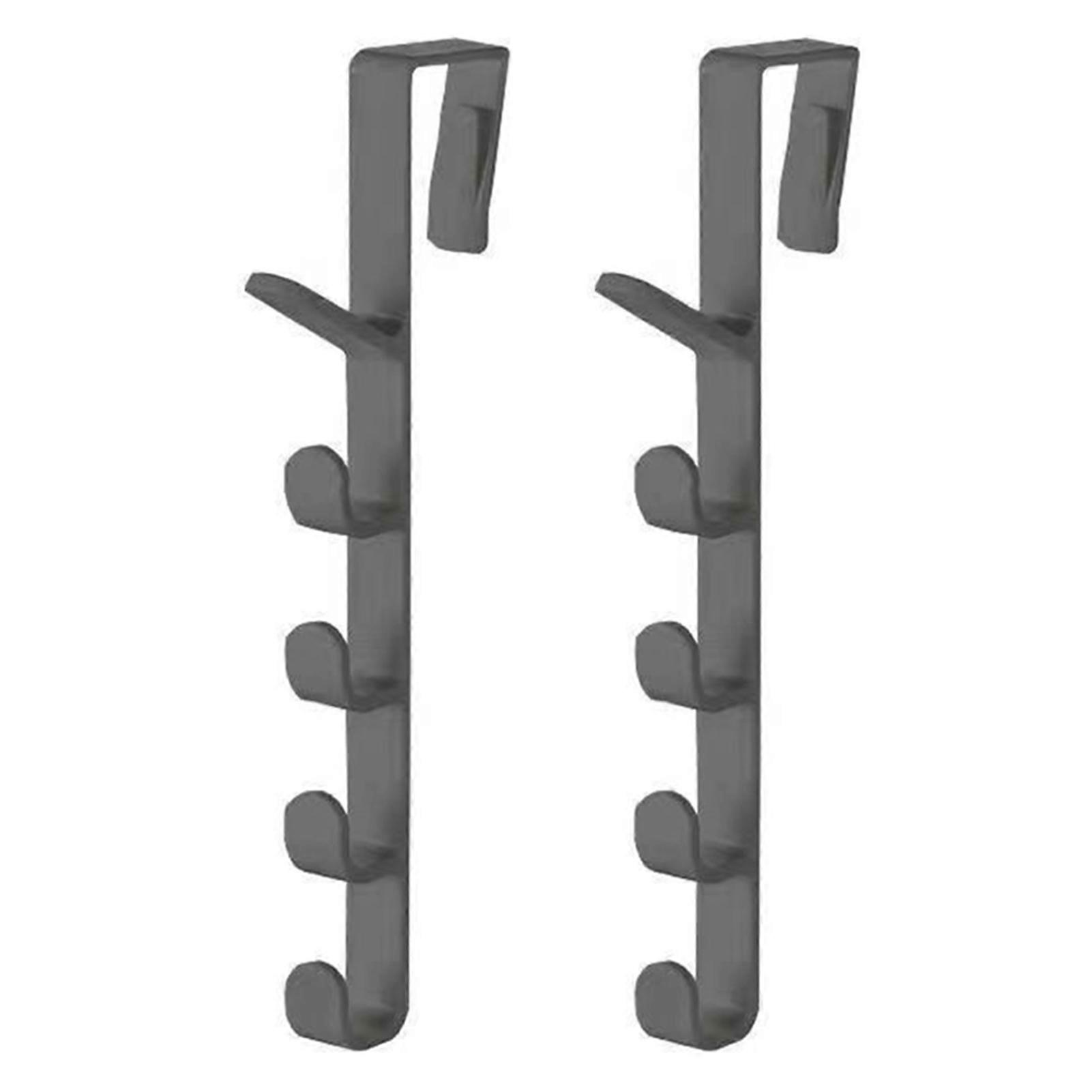 2pcs Door-hung Hook Strip for Clothes with 5-Groves Multifunctional Coat Rack for Bathroom Dorm Organizing