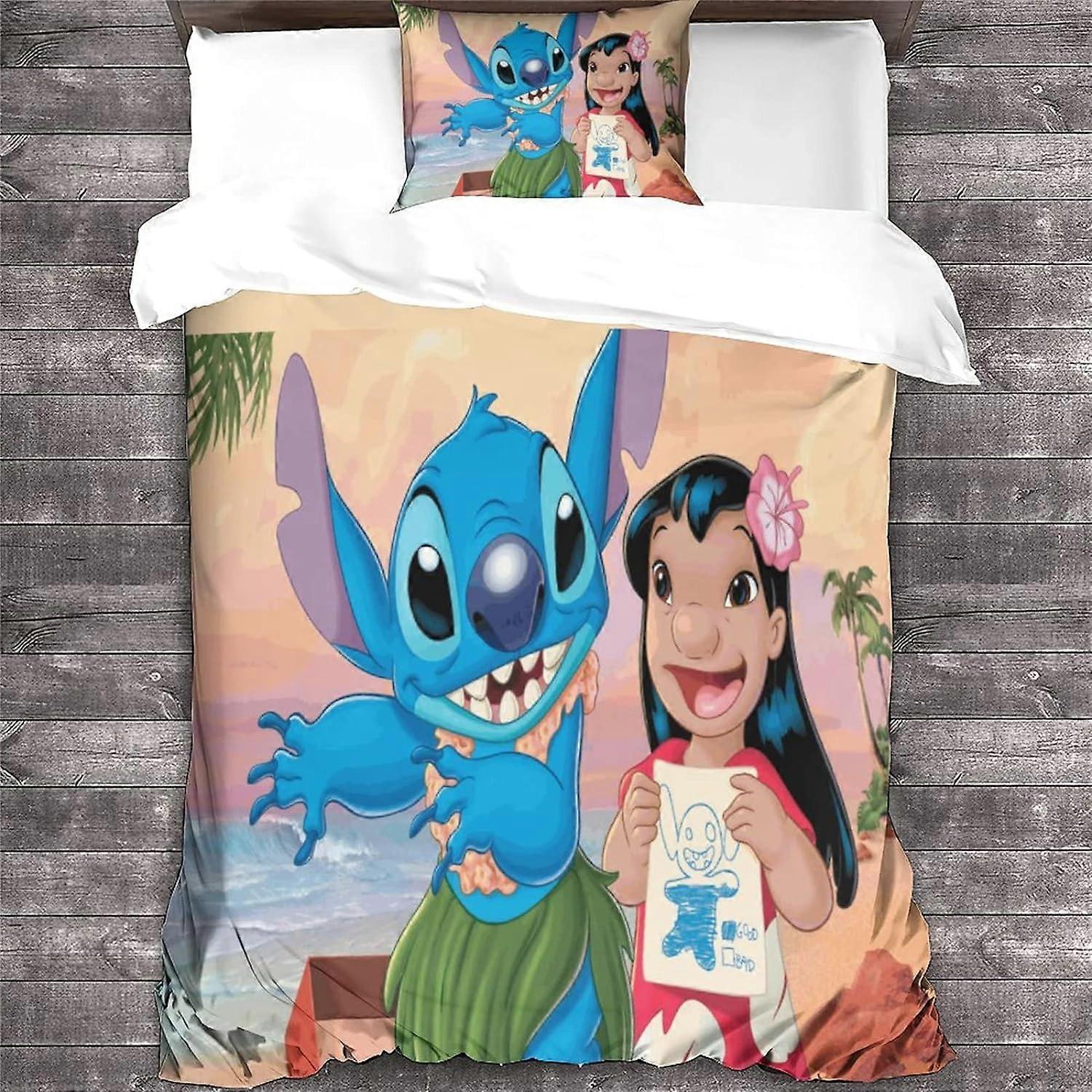 Stitch One Piece Duvet Cover Animation Characters, One Piece Cartoon Bedding Set with Zipper - Duvet Cover Sets with Pillowcases 135*200 CM